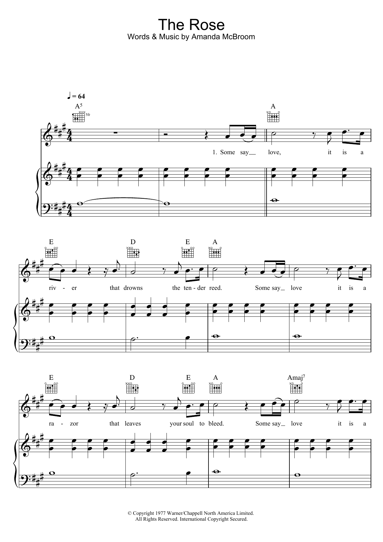 Westlife The Rose sheet music notes and chords. Download Printable PDF.