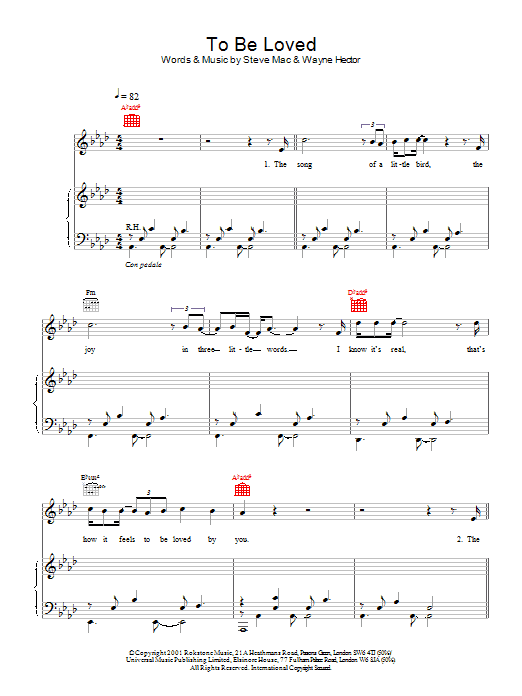 Learn to play Westlife To Be Loved sheet music for Piano, Vocal & Guitar Chords in minutes. Price: 7.8900$ Westlife To Be Loved sheet music notes and chords arranged for Piano, Vocal & Guitar Chords