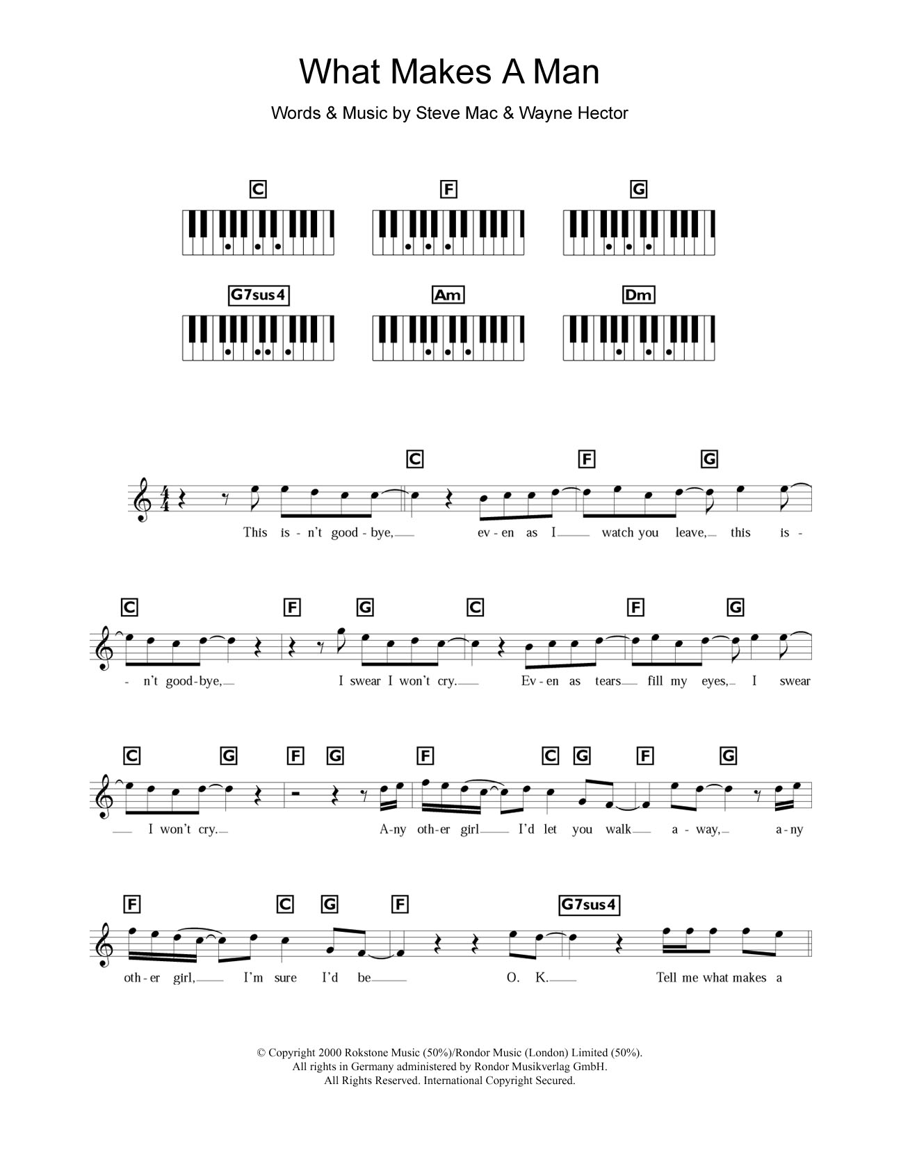 Westlife What Makes A Man sheet music notes and chords arranged for Piano Chords/Lyrics