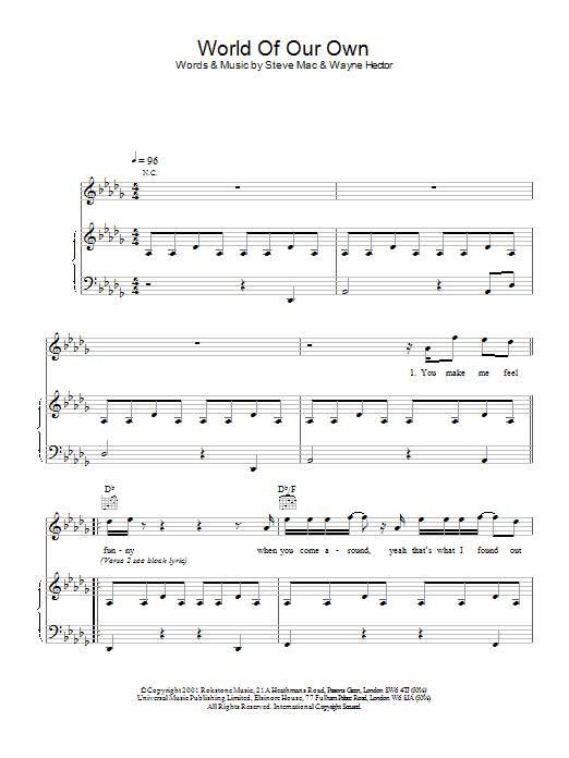 Learn to play Westlife World Of Our Own sheet music for Piano, Vocal & Guitar Chords in minutes. Price: 7.8900$ Westlife World Of Our Own sheet music notes and chords arranged for Piano, Vocal & Guitar Chords