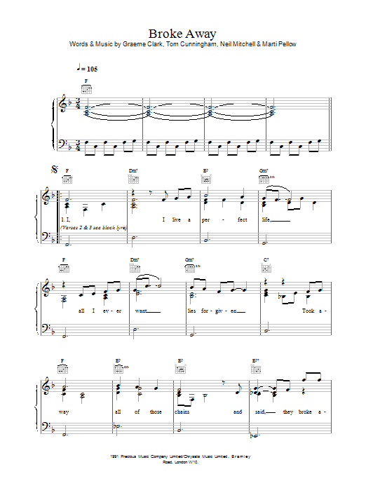 Learn to play Wet Wet Wet Broke Away sheet music for Piano, Vocal & Guitar Chords in minutes. Price: 7.8900$ Wet Wet Wet Broke Away sheet music notes and chords arranged for Piano, Vocal & Guitar Chords
