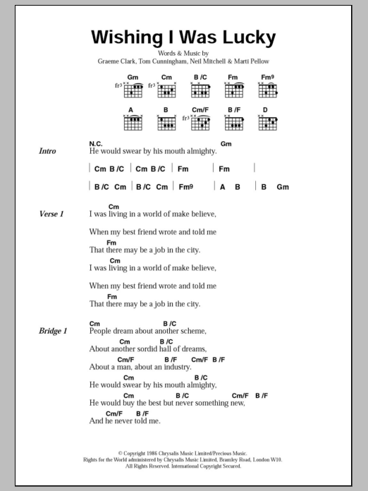 Wet Wet Wet Wishing I Was Lucky sheet music notes and chords. Download Printable PDF.