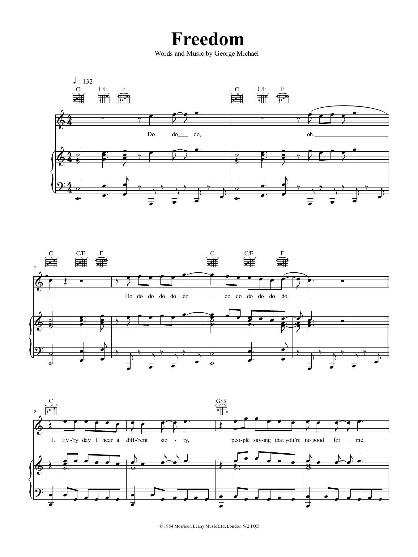 George Michael Freedom sheet music notes and chords. Download Printable PDF.