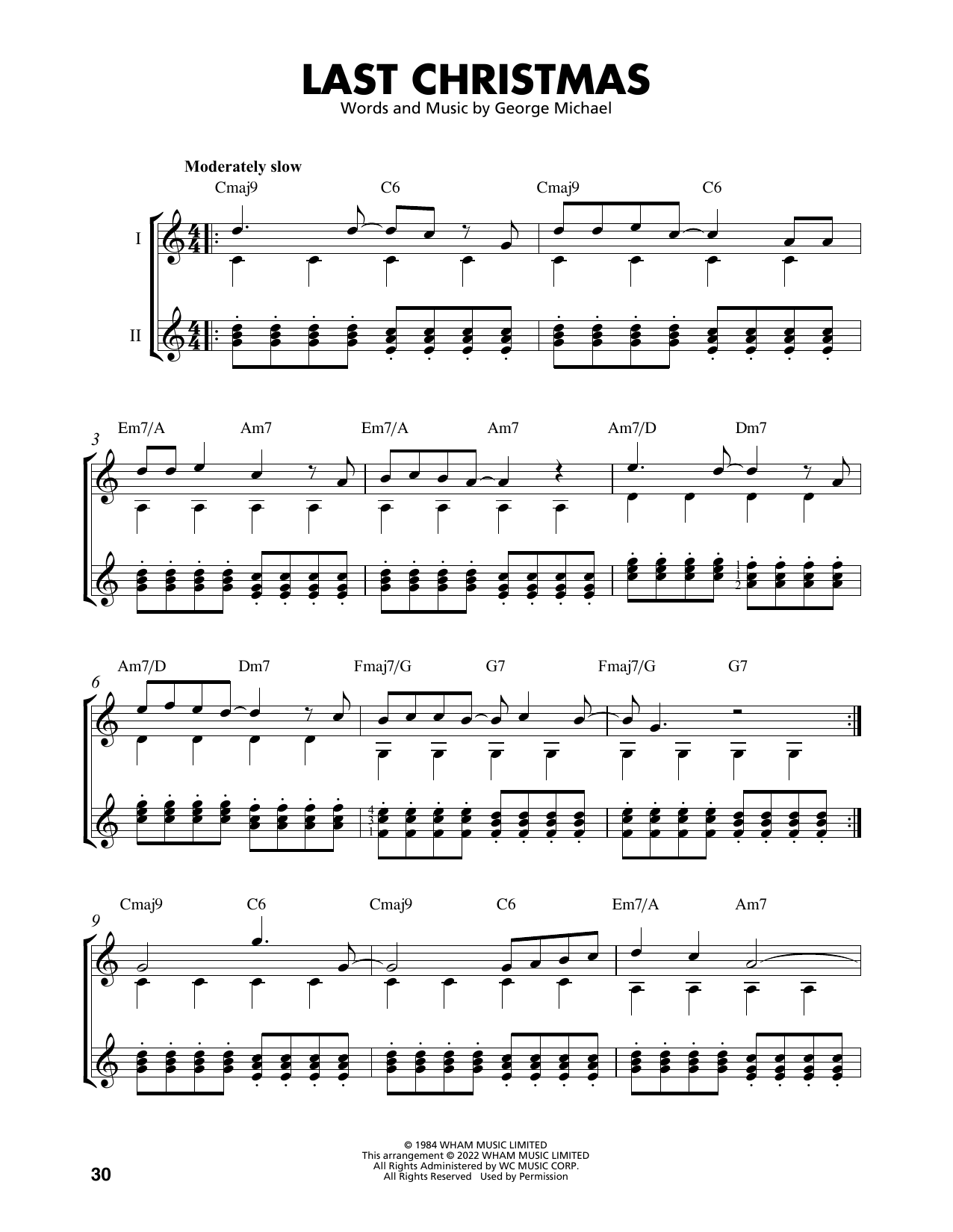 Wham! Last Christmas (arr. Mark Phillips) sheet music notes and chords. Download Printable PDF.