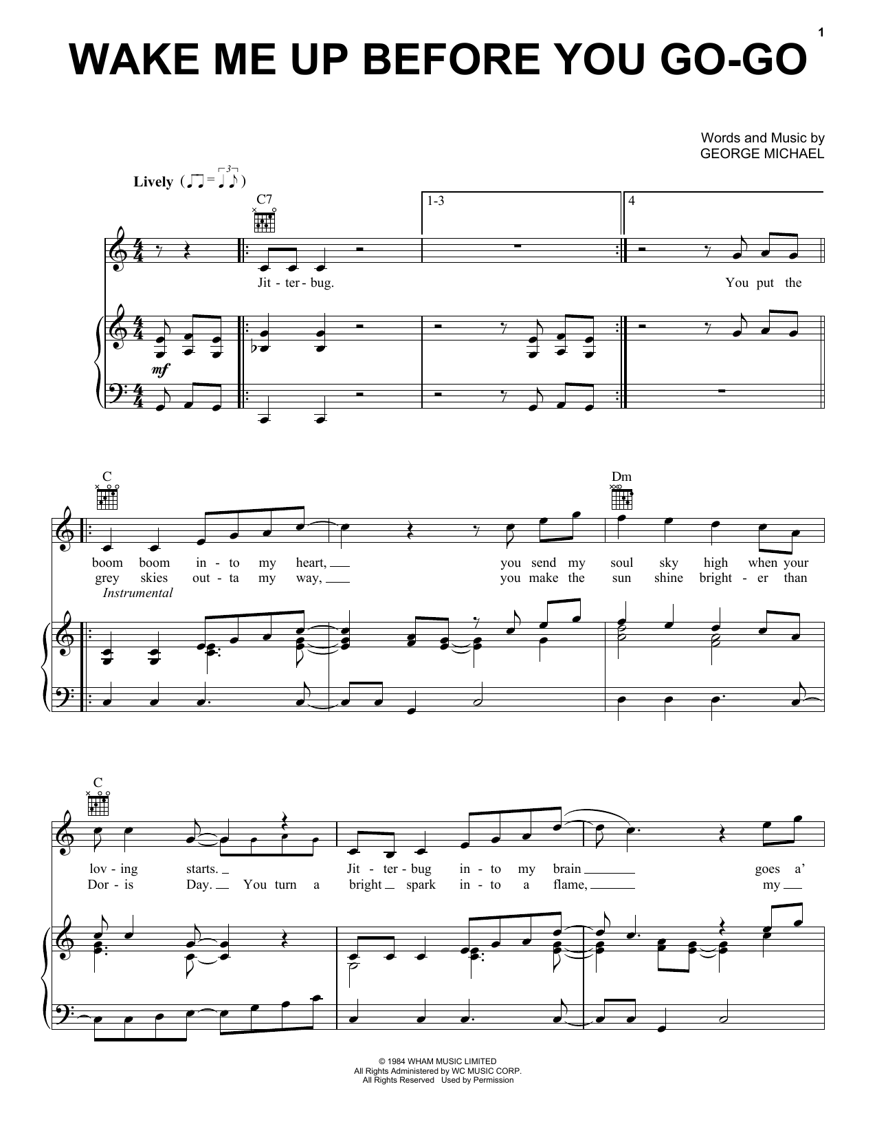 Wham! Wake Me Up Before You Go-Go sheet music notes and chords. Download Printable PDF.