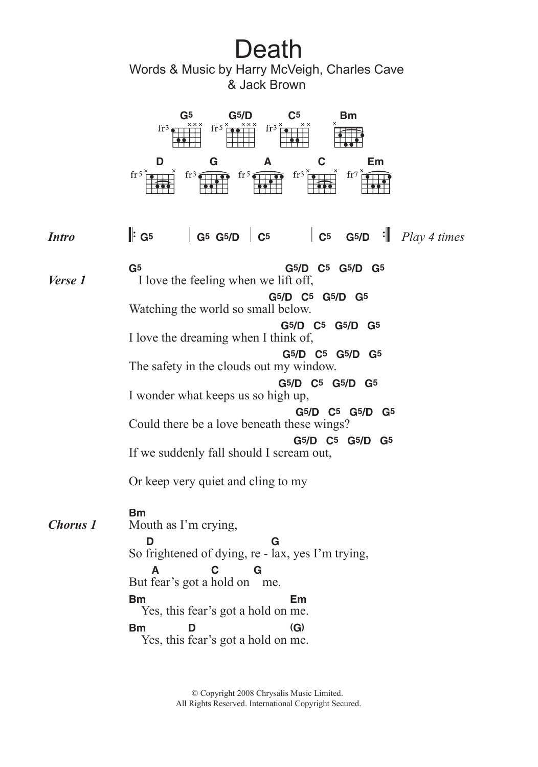 White Lies Death sheet music notes and chords. Download Printable PDF.