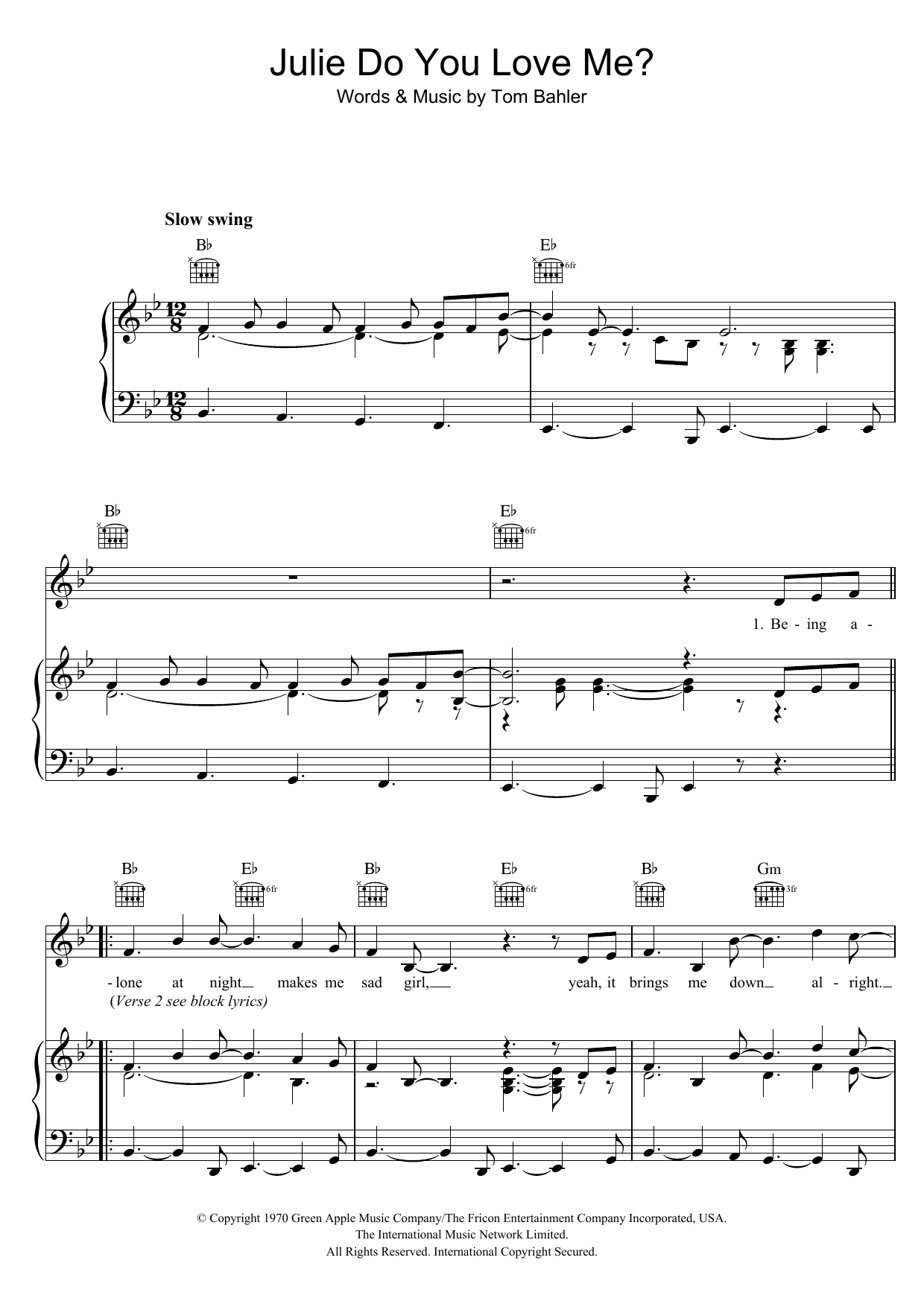 Learn to play White Plains Julie Do Ya Love Me? sheet music for Piano, Vocal & Guitar Chords in minutes. Price: 7.8900$ White Plains Julie Do Ya Love Me? sheet music notes and chords arranged for Piano, Vocal & Guitar Chords
