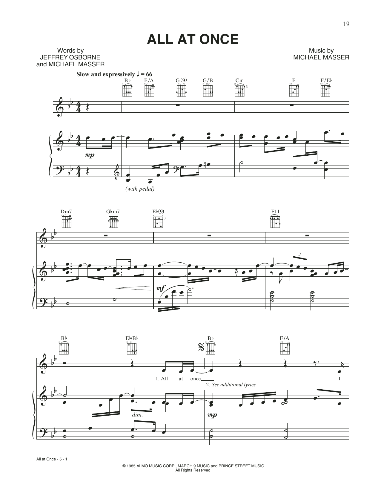 Whitney Houston All At Once sheet music notes and chords. Download Printable PDF.