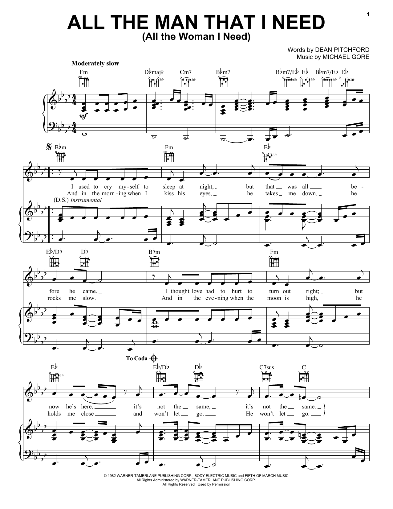 Whitney Houston All The Man That I Need (All The Woman I Need) sheet music notes and chords. Download Printable PDF.