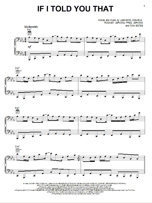 Whitney Houston and George Michael If I Told You That sheet music notes and chords arranged for Piano, Vocal & Guitar Chords