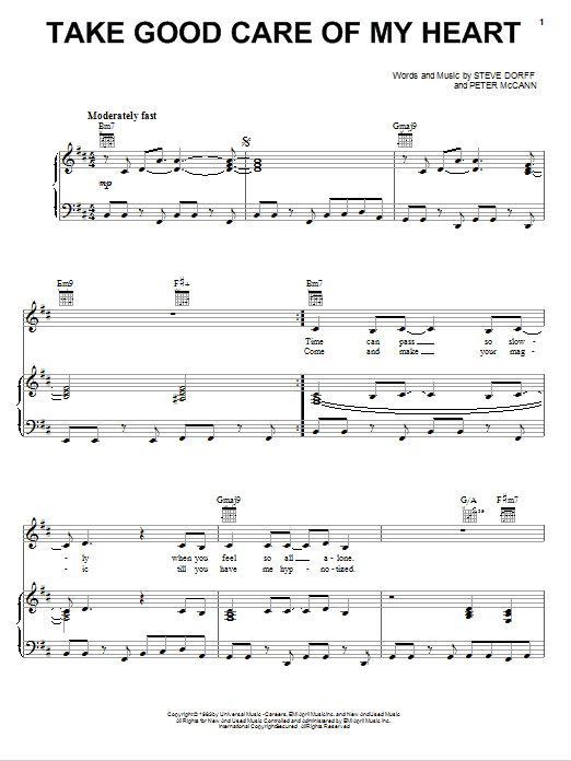 Whitney Houston Take Good Care Of My Heart sheet music notes and chords. Download Printable PDF.