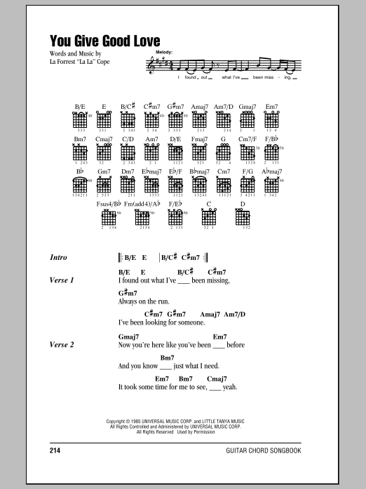 Whitney Houston You Give Good Love sheet music notes and chords. Download Printable PDF.