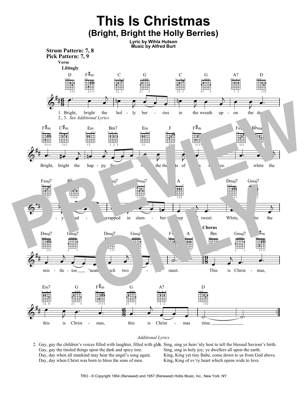 Wihla Hutson This Is Christmas (Bright, Bright The Holly Berries) sheet music notes and chords. Download Printable PDF.