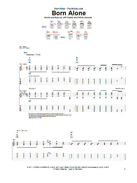 Wilco Born Alone sheet music notes and chords. Download Printable PDF.