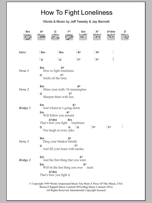 Wilco How To Fight Loneliness sheet music notes and chords. Download Printable PDF.