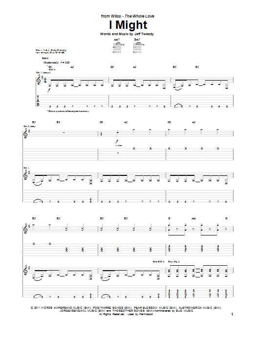 Wilco I Might sheet music notes and chords. Download Printable PDF.