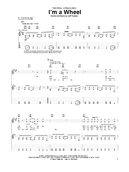 Wilco I'm A Wheel sheet music notes and chords. Download Printable PDF.