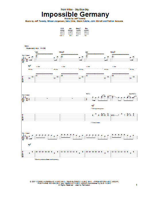 Wilco Impossible Germany sheet music notes and chords. Download Printable PDF.