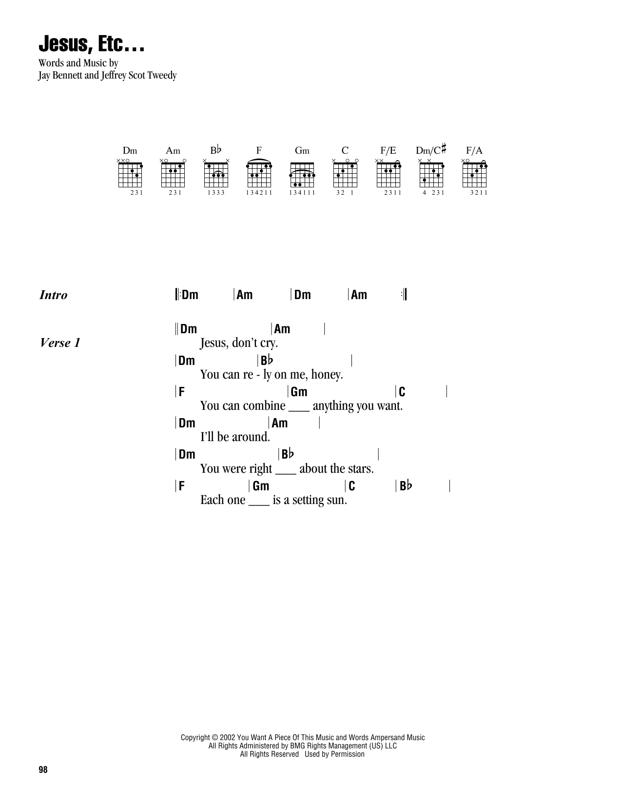 Wilco Jesus, Etc... sheet music notes and chords. Download Printable PDF.