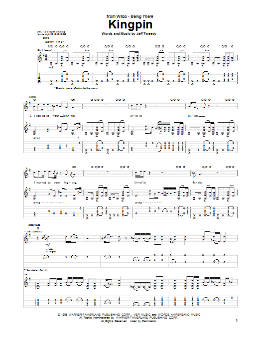 Wilco Kingpin sheet music notes and chords. Download Printable PDF.