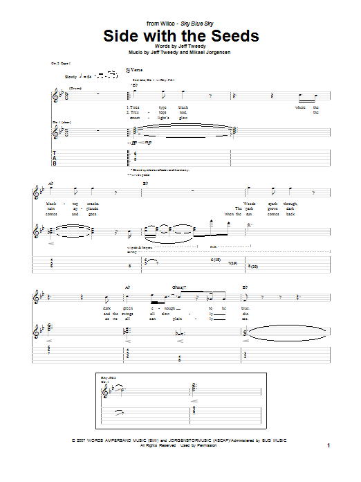 Wilco Side With The Seeds sheet music notes and chords. Download Printable PDF.