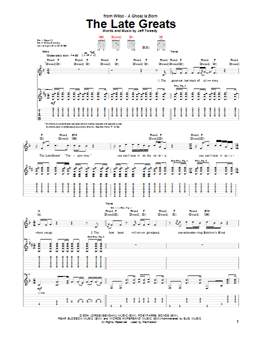 Wilco The Late Greats sheet music notes and chords. Download Printable PDF.