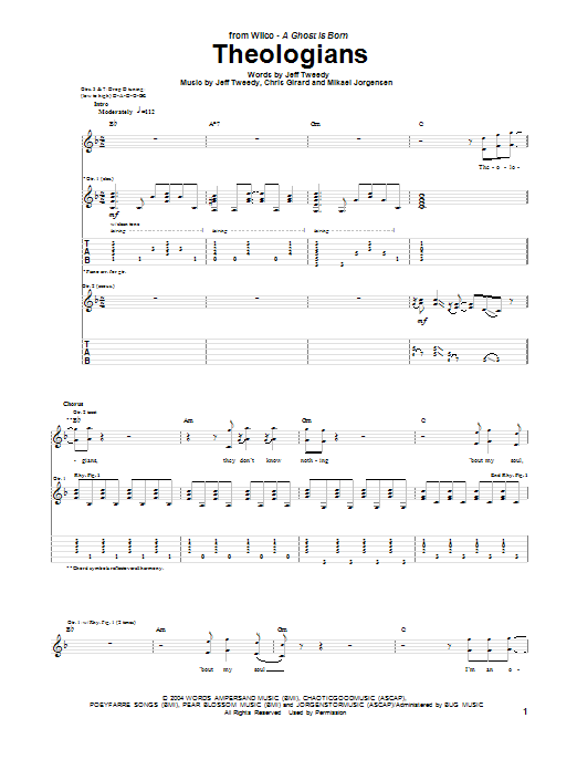 Wilco Theologians sheet music notes and chords. Download Printable PDF.