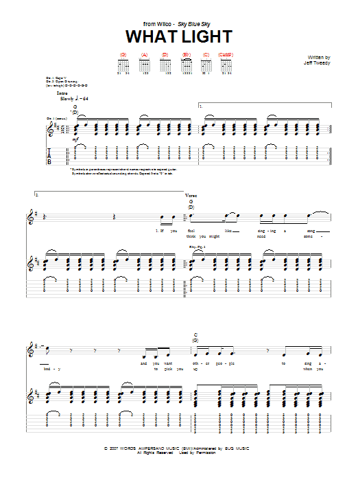 Wilco What Light sheet music notes and chords. Download Printable PDF.