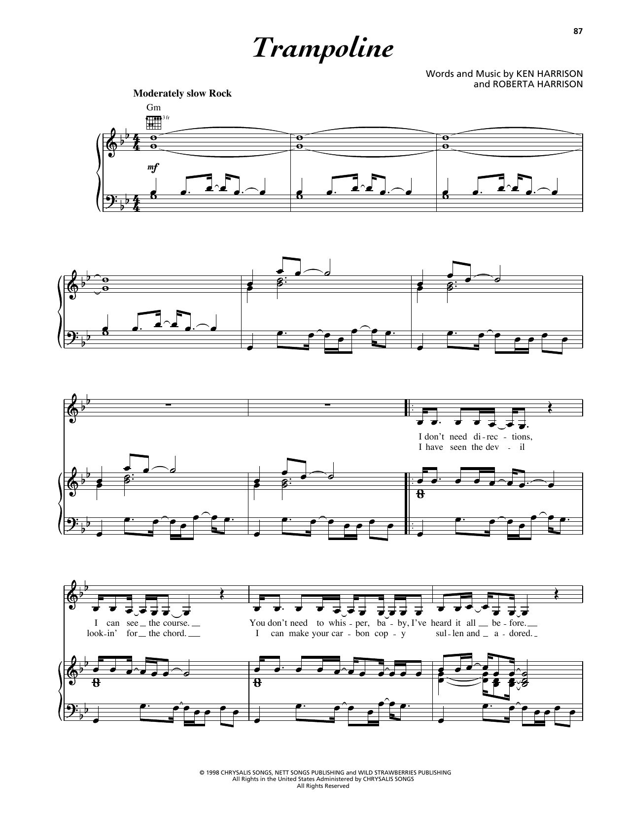 Learn to play Wild Strawberries Trampoline sheet music for Piano, Vocal & Guitar Chords (Right-Hand Melody) in minutes. Price: 7.8900$ Wild Strawberries Trampoline sheet music notes and chords arranged for Piano, Vocal & Guitar Chords (Right-Hand Melody)