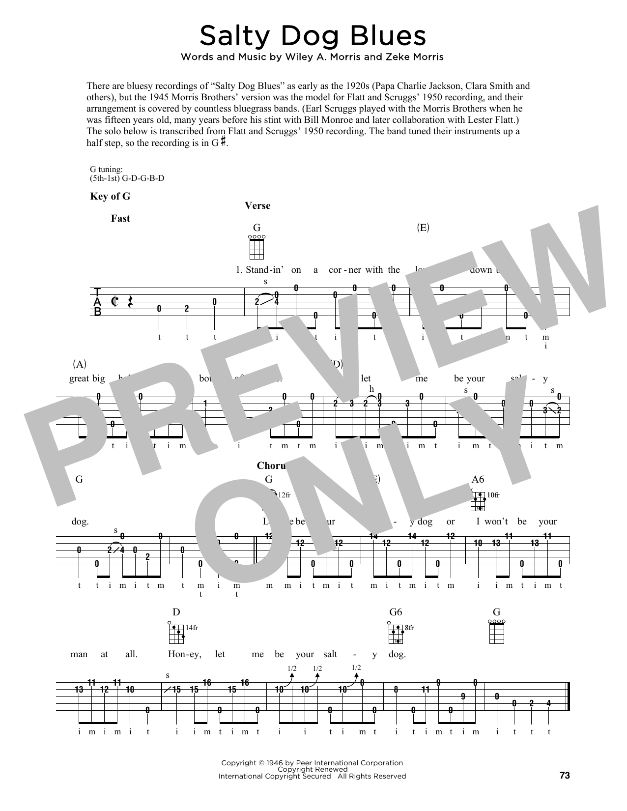 Wiley A. Morris Salty Dog Blues sheet music notes and chords arranged for Banjo Tab