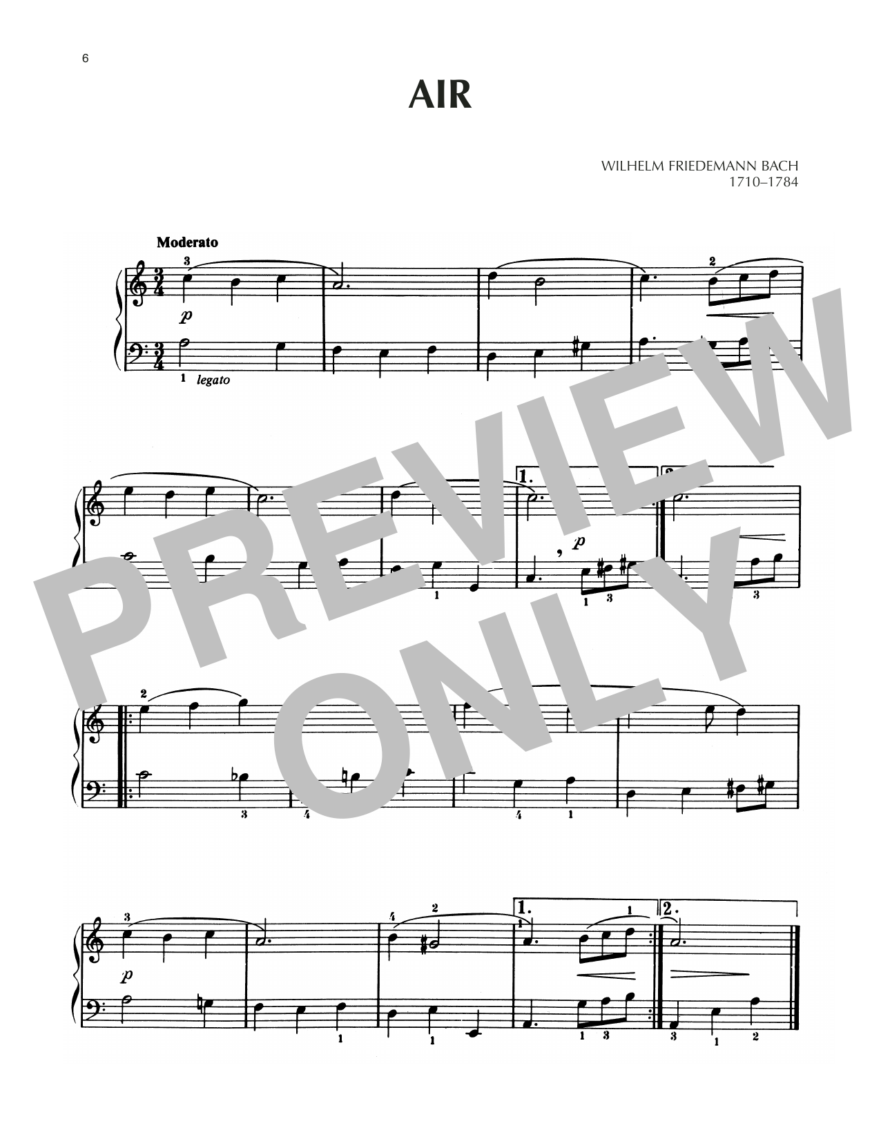 Learn to play Wilhelm Friedemann Bach Air In A Minor sheet music for Piano Solo in minutes. Price: 7.8900$ Wilhelm Friedemann Bach Air In A Minor sheet music notes and chords arranged for Piano Solo