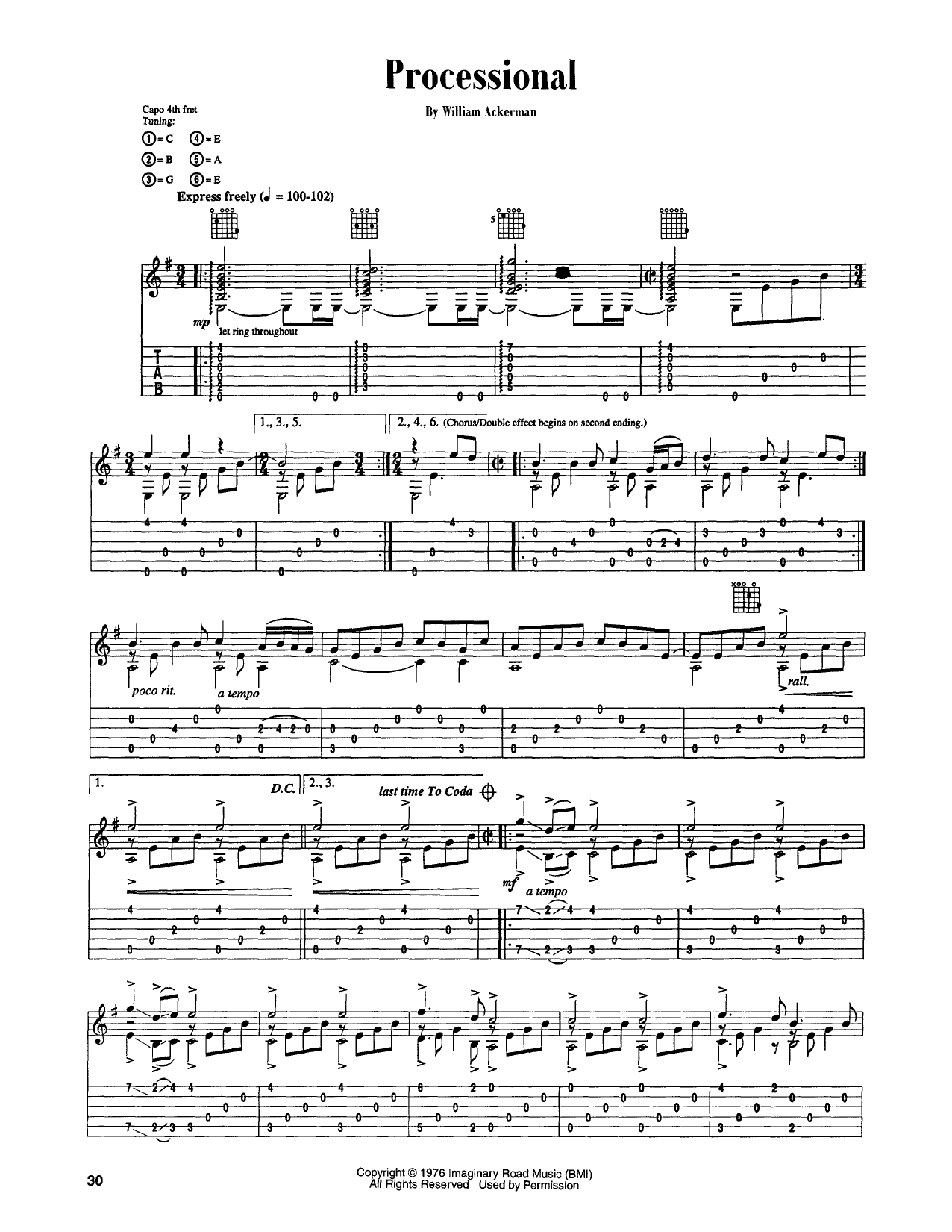 Learn to play Will Ackerman Processional sheet music for Guitar Tab in minutes. Price: 7.8900$ Will Ackerman Processional sheet music notes and chords arranged for Guitar Tab