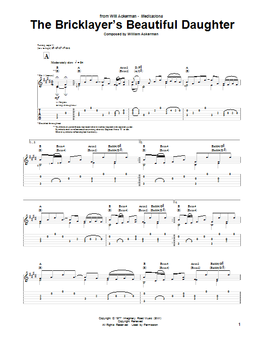 Will Ackerman The Bricklayer's Beautiful Daughter sheet music notes and chords. Download Printable PDF.