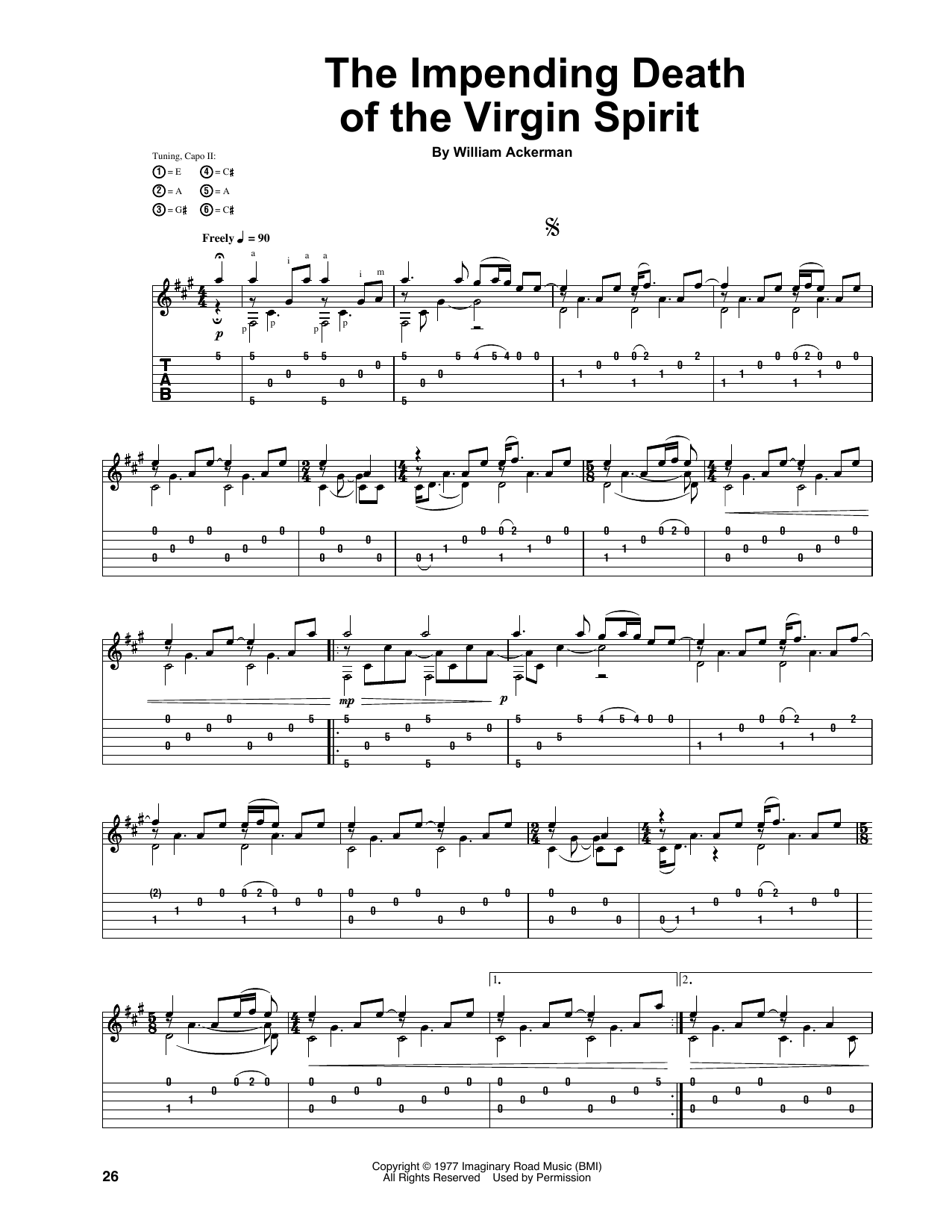 Learn to play Will Ackerman The Impending Death Of The Virgin Spirit sheet music for Guitar Tab in minutes. Price: 7.8900$ Will Ackerman The Impending Death Of The Virgin Spirit sheet music notes and chords arranged for Guitar Tab