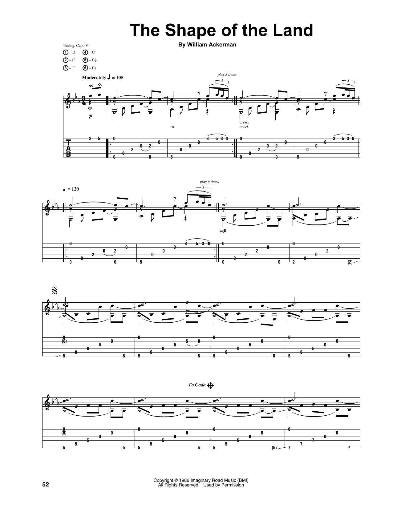 Learn to play Will Ackerman The Shape Of The Land sheet music for Guitar Tab in minutes. Price: 7.8900$ Will Ackerman The Shape Of The Land sheet music notes and chords arranged for Guitar Tab