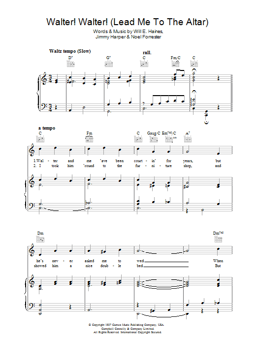 Learn to play Will E. Haines Walter, Walter (Lead Me To The Altar) sheet music for Piano, Vocal & Guitar Chords in minutes. Price: 7.8900$ Will E. Haines Walter, Walter (Lead Me To The Altar) sheet music notes and chords arranged for Piano, Vocal & Guitar Chords
