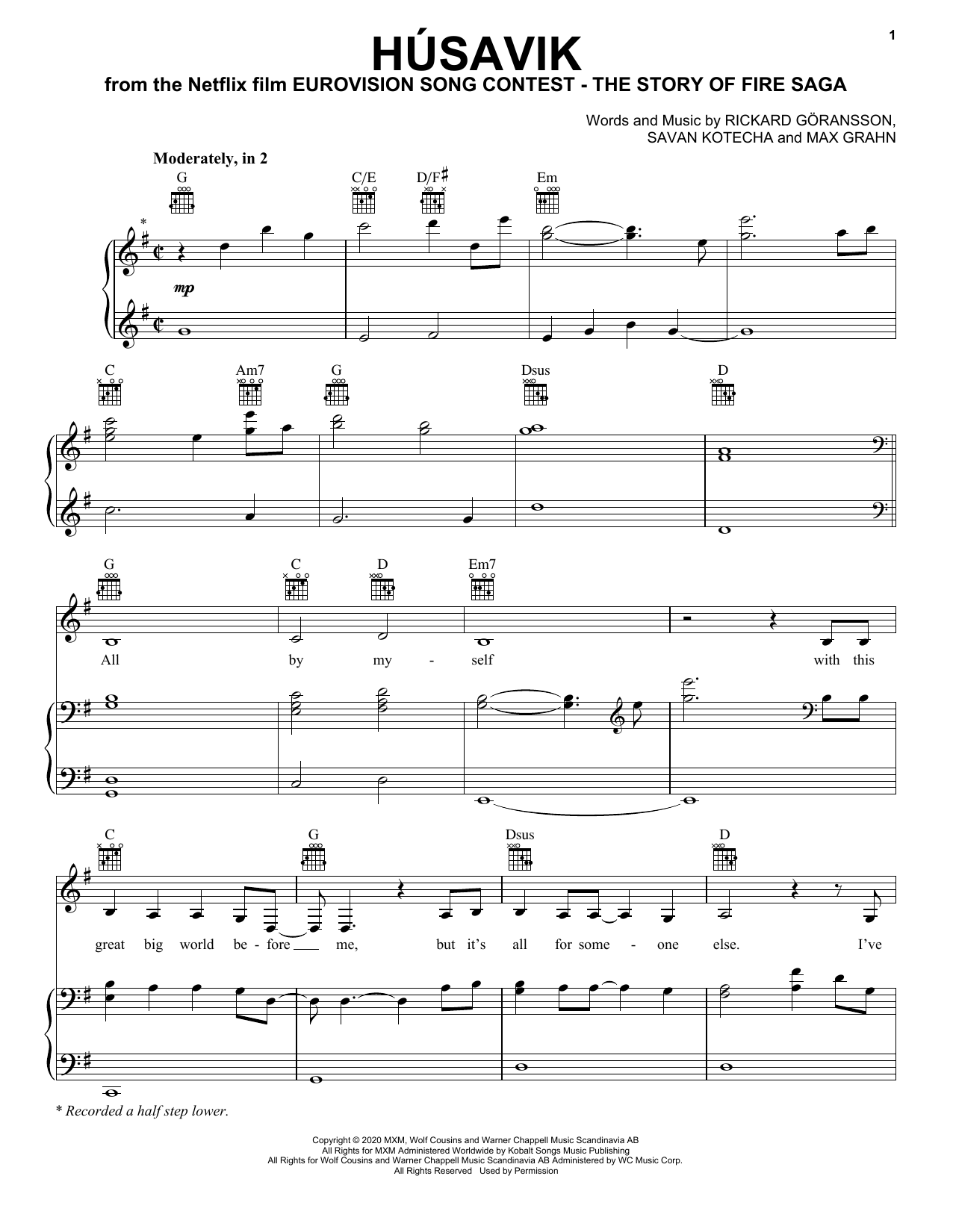 Will Ferrell & My Marianne Húsavik (from Eurovision Song Contest: The Story of Fire Saga) sheet music notes and chords. Download Printable PDF.