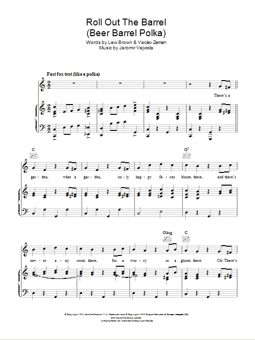 Will Glahe Beer Barrel Polka (Roll Out The Barrel) sheet music notes and chords. Download Printable PDF.