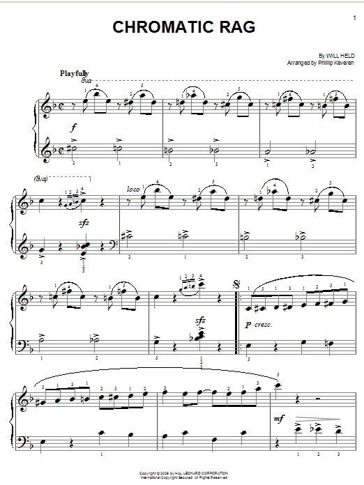 Will Held Chromatic Rag sheet music notes and chords arranged for Easy Piano