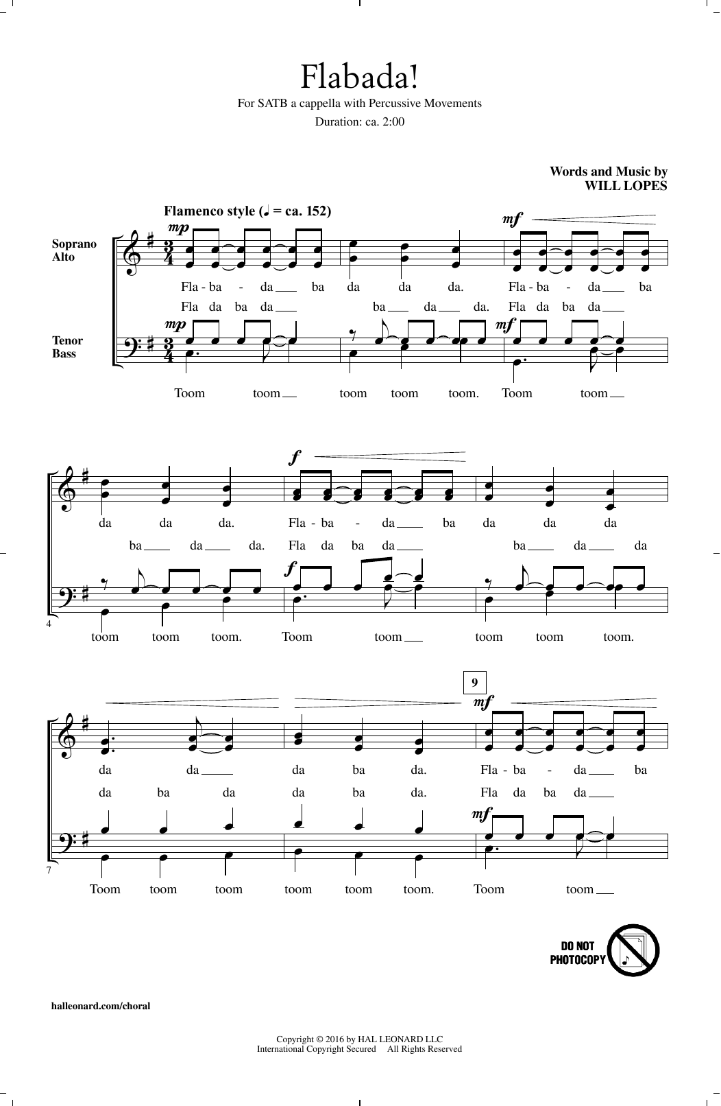 Will Lopes Flabada! sheet music notes and chords. Download Printable PDF.