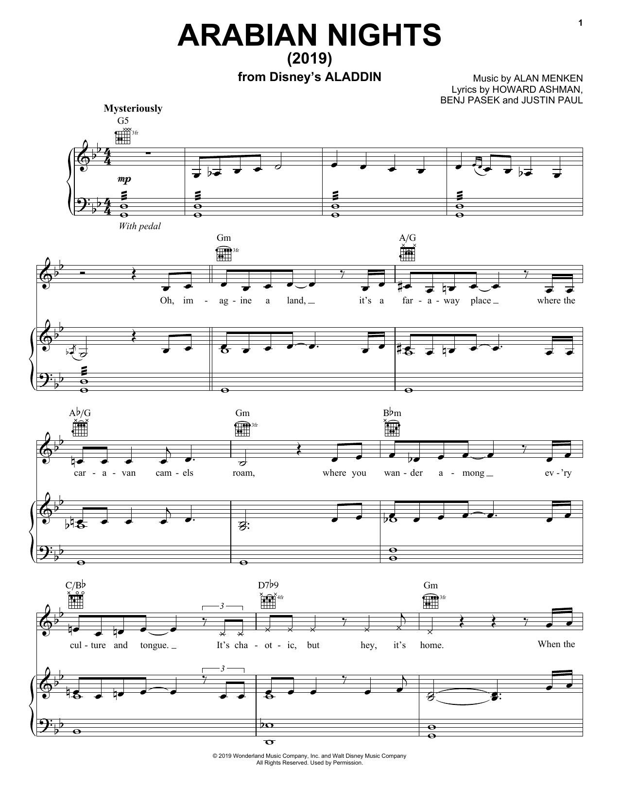 Will Smith Arabian Nights (2019) (from Disney's Aladdin) sheet music notes and chords. Download Printable PDF.