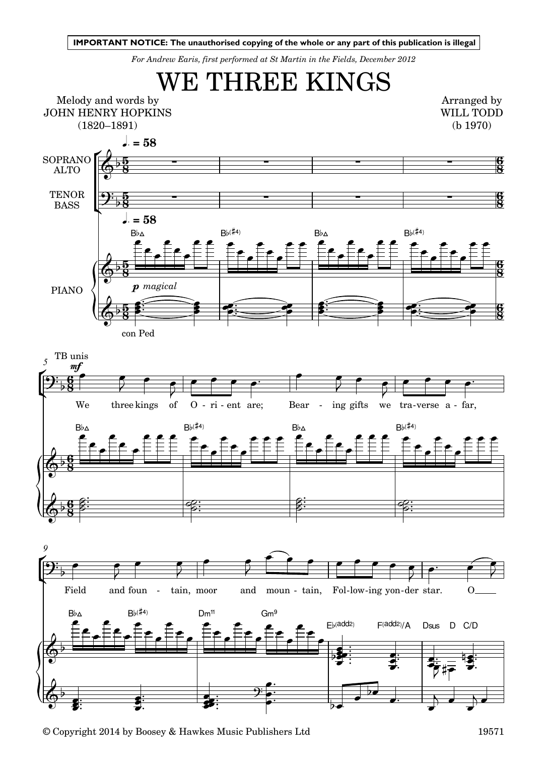 Will Todd Three More Jazz Carols sheet music notes and chords. Download Printable PDF.