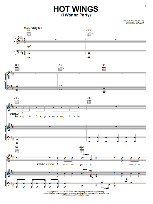Learn to play William Adams Hot Wings (I Wanna Party) sheet music for Piano, Vocal & Guitar Chords (Right-Hand Melody) in minutes. Price: 7.8900$ William Adams Hot Wings (I Wanna Party) sheet music notes and chords arranged for Piano, Vocal & Guitar Chords (Right-Hand Melody)