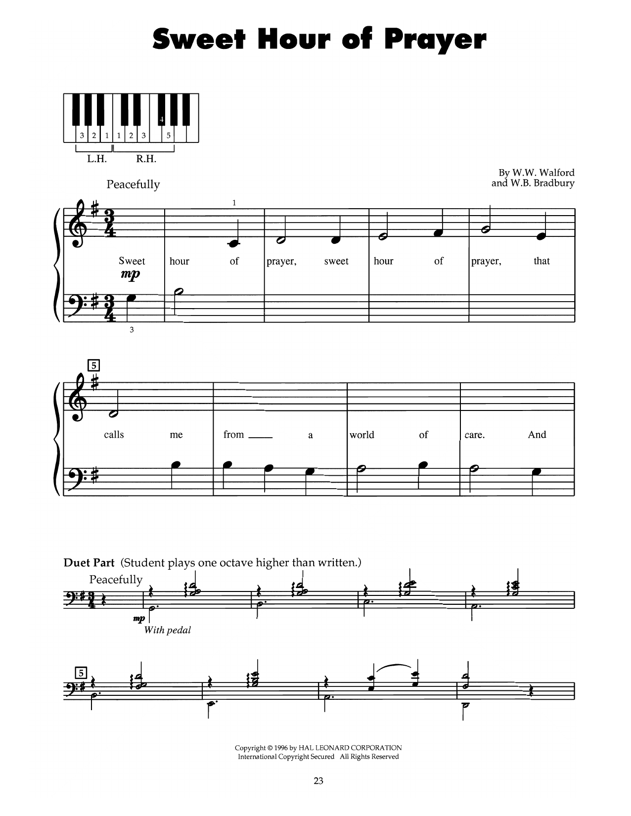 William B. Bradbury Sweet Hour Of Prayer sheet music notes and chords. Download Printable PDF.