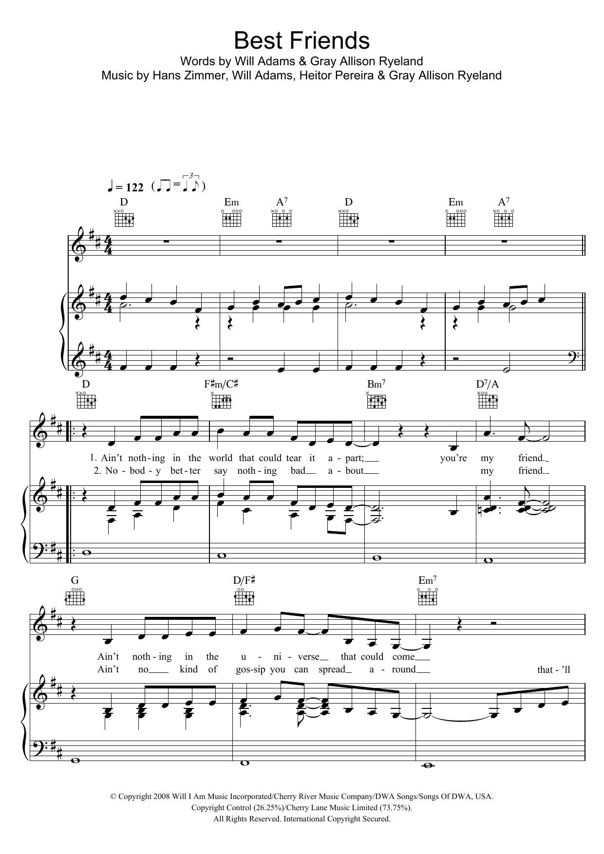 will.i.am Best Friends (From Madagascar 2) sheet music notes and chords. Download Printable PDF.