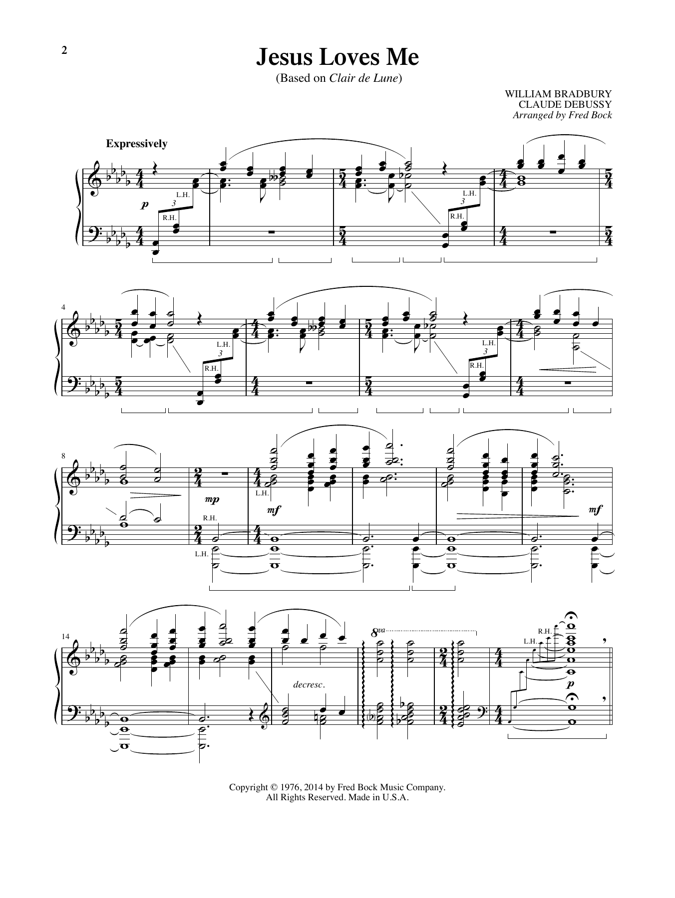 William Bradbury and Claude Debussy Jesus Loves Me (with Clair de Lune) (arr. Fred Bock) sheet music notes and chords. Download Printable PDF.