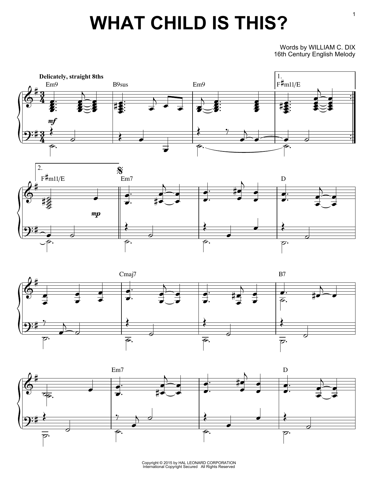 William C. Dix What Child Is This? [Jazz version] (arr. Brent Edstrom) sheet music notes and chords. Download Printable PDF.