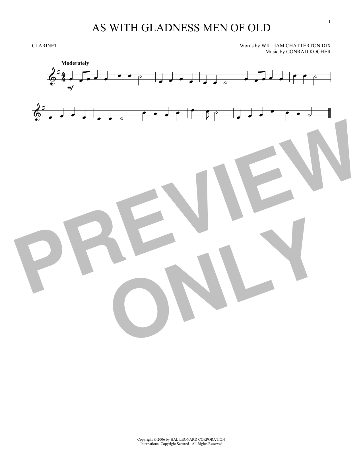 William Chatterton Dix As With Gladness Men Of Old sheet music notes and chords arranged for Clarinet Solo