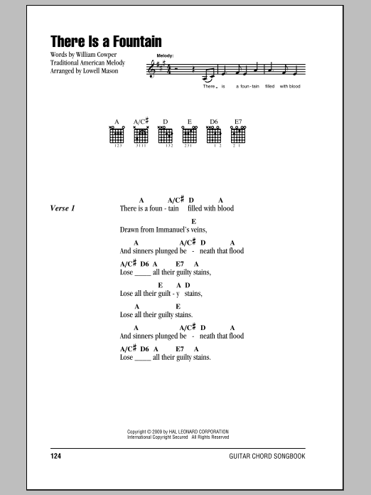 William Cowper There Is A Fountain sheet music notes and chords. Download Printable PDF.