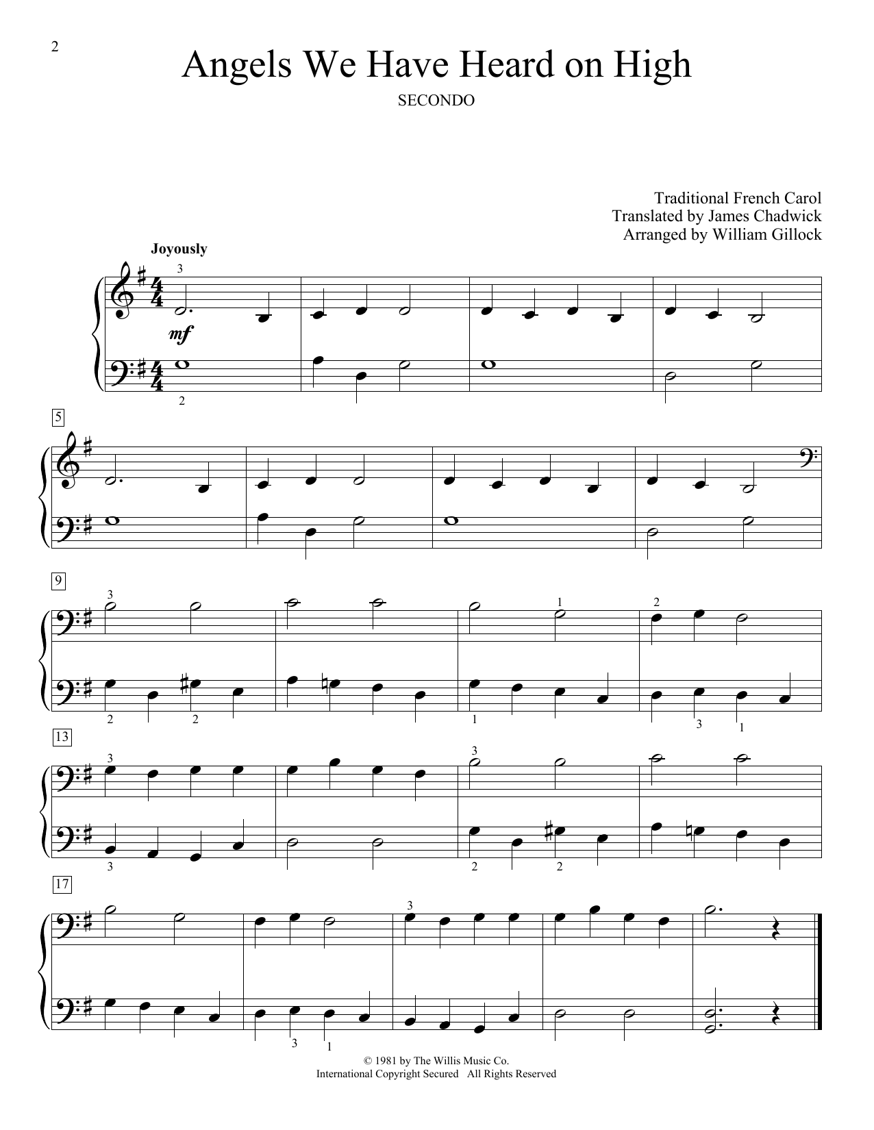 Learn to play William Gillock Angels We Have Heard On High sheet music for Piano Duet in minutes. Price: 7.8900$ William Gillock Angels We Have Heard On High sheet music notes and chords arranged for Piano Duet